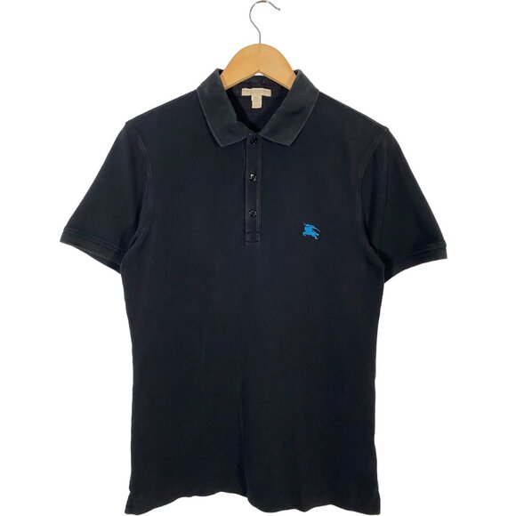 Burberry Brit Knight Logo Short Sleeve Pique Polo Shirt Black men's size Medium - Picture 1 of 7